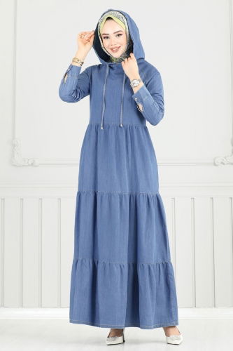 moda selvim Dress 25026MTS1094 Light Denim - Thumbnail
