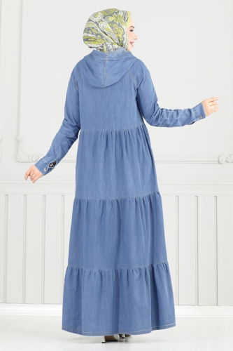 moda selvim الفستان جينز فاتح 25026MTS1094 - Thumbnail
