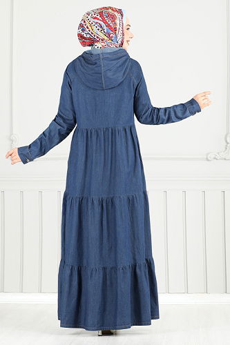 moda selvim Dress 25026MTS1095-M Dark Denim - Thumbnail