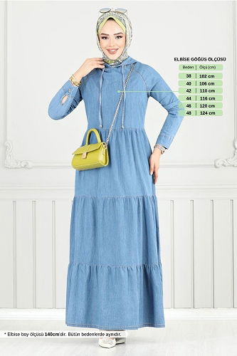 moda selvim Dress 25026MTS1095-M Light Denim - Thumbnail