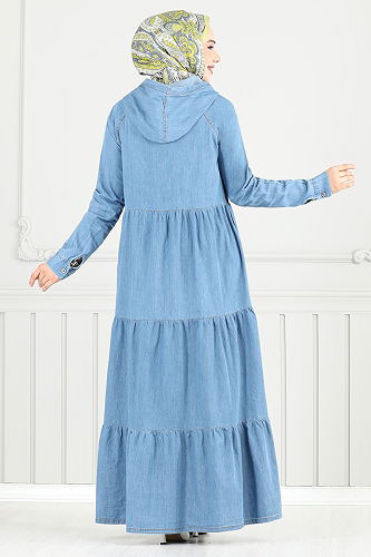 moda selvim Dress 25026MTS1095-M Light Denim - Thumbnail