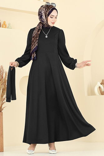 moda selvim الفستان أسود 25029UKB139 - Thumbnail