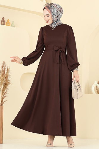 moda selvim Dress 25029UKB139 Brown - Thumbnail