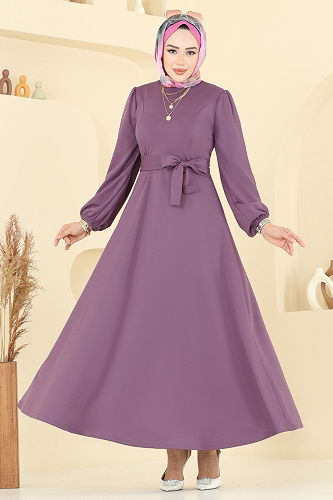 moda selvim Dress 25029UKB139 Dark Lilac - Thumbnail