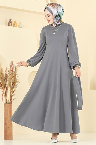 moda selvim Dress 25029UKB139 Gray - Thumbnail
