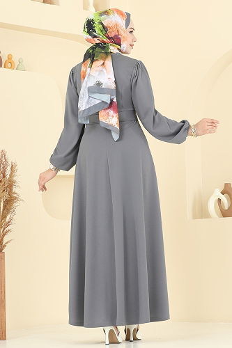 moda selvim Dress 25029UKB139 Gray - Thumbnail