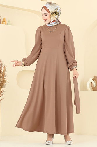 moda selvim Dress 25029UKB139 Latte - Thumbnail