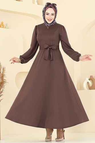 moda selvim Dress 25029UKB139 Light Brown - Thumbnail
