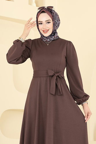 moda selvim Dress 25029UKB139 Light Brown - Thumbnail