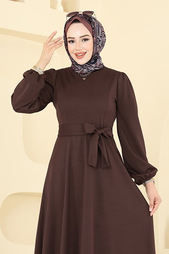 moda selvim Dress 25029UKB139 Light Brown - Thumbnail