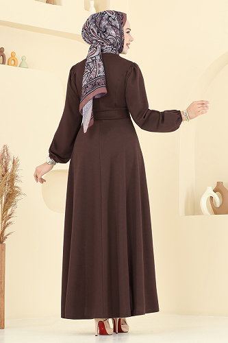 moda selvim Dress 25029UKB139 Light Brown - Thumbnail