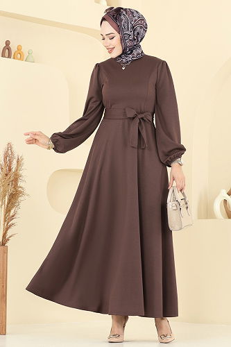 moda selvim الفستان بني فاتح 25029UKB139 - Thumbnail