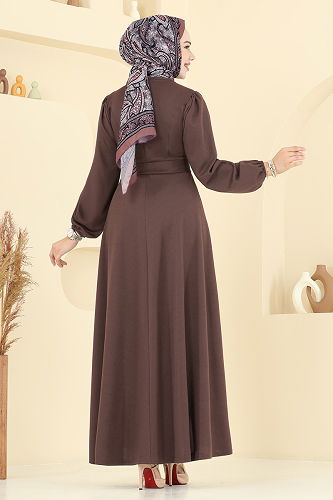 moda selvim الفستان بني فاتح 25029UKB139 - Thumbnail