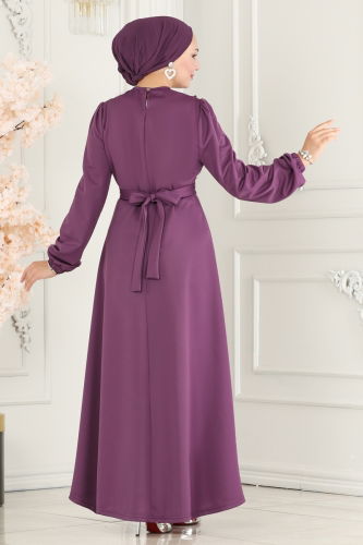 moda selvim Dress 2507SL432 Dark Lilac - Thumbnail