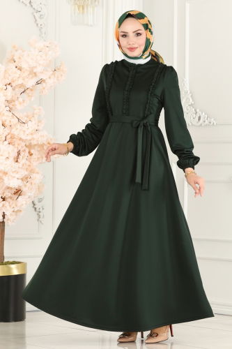 moda selvim Dress 2507SL432 Emerald - Thumbnail