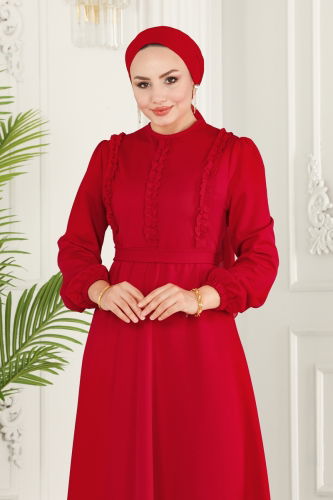 moda selvim Dress 2507SL432 Red - Thumbnail