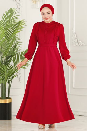 moda selvim Dress 2507SL432 Red - Thumbnail