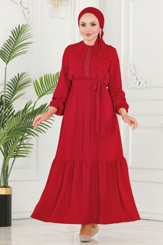 moda selvim Dress 2510SL432 Red - Thumbnail