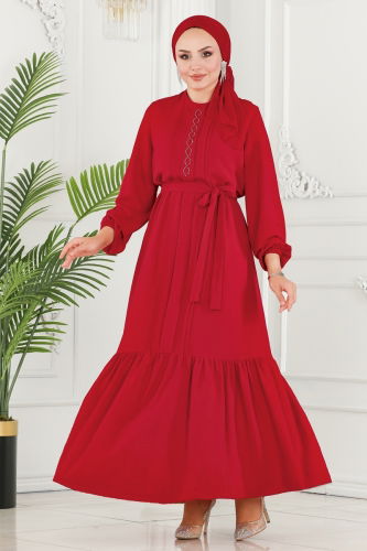 moda selvim Dress 2510SL432 Red - Thumbnail