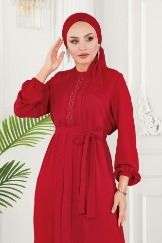 moda selvim Dress 2510SL432 Red - Thumbnail