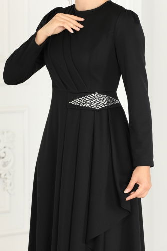 moda selvim DRESS 2522SL432 Black - Thumbnail