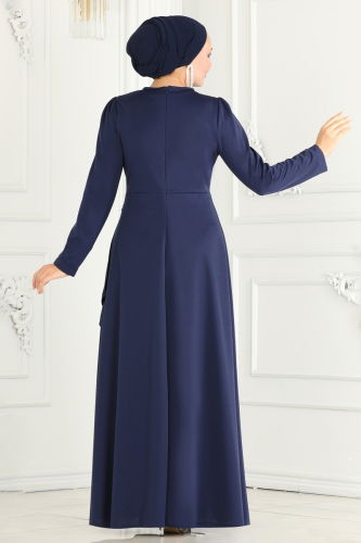 moda selvim DRESS 2522SL432 Navy Blue - Thumbnail