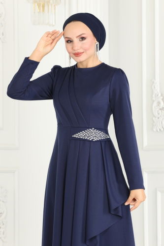 moda selvim DRESS 2522SL432 Navy Blue - Thumbnail