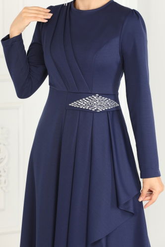 moda selvim Dress 2522SL432 Navy Blue - Thumbnail