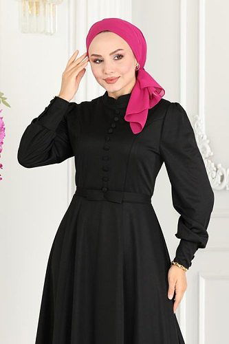 moda selvim الفستان أسود 252DVL817 - Thumbnail