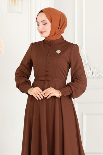 moda selvim Dress 252DVL817 Brown - Thumbnail