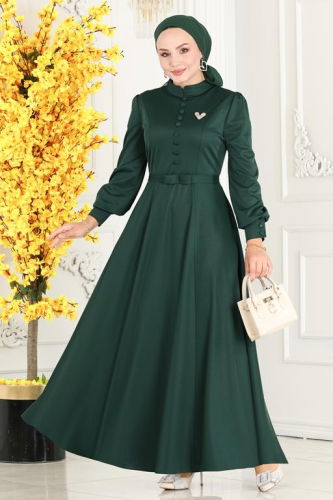 moda selvim Dress 252DVL817 Emerald - Thumbnail