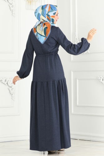 moda selvim Dress 2536SL432 Navy Blue - Thumbnail