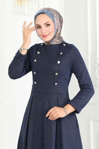 moda selvim Dress 2537SL432 Navy Blue - Thumbnail