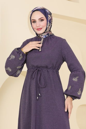 moda selvim Dress 2541SL432 Dark Lilac - Thumbnail