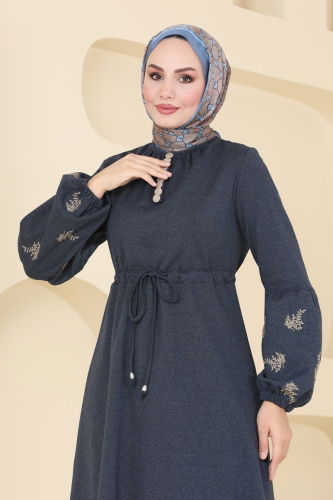 moda selvim Dress 2541SL432 Navy Blue - Thumbnail