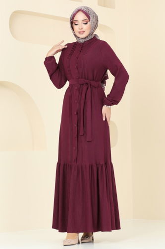 moda selvim Dress 2559SL432 Burgundy - Thumbnail