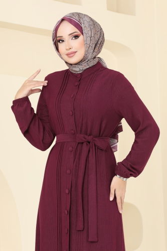 moda selvim Dress 2559SL432 Burgundy - Thumbnail