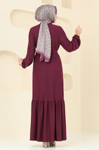 moda selvim Dress 2559SL432 Burgundy - Thumbnail