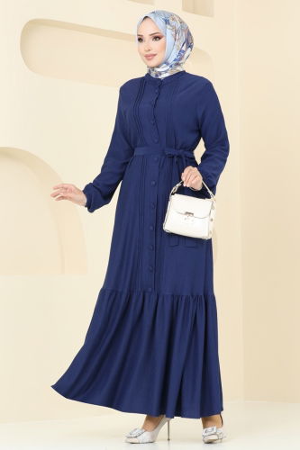 moda selvim Dress 2559SL432 Navy Blue - Thumbnail