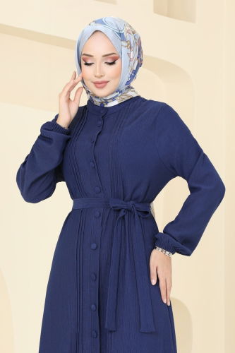 moda selvim Dress 2559SL432 Navy Blue - Thumbnail