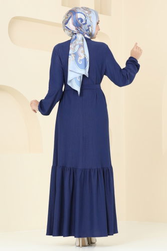 moda selvim Dress 2559SL432 Navy Blue - Thumbnail