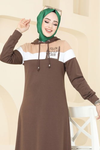 moda selvim Dress 2564SL432 Brown - Thumbnail