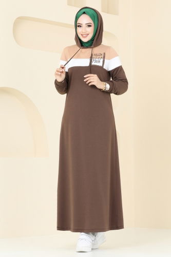 moda selvim Dress 2564SL432 Brown - Thumbnail