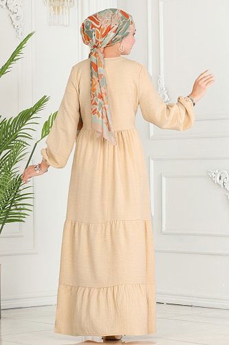 moda selvim الفستان بيج 256DVL817 - Thumbnail