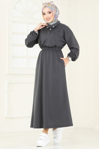 moda selvim Dress 2572SL432 Anthracite - Thumbnail