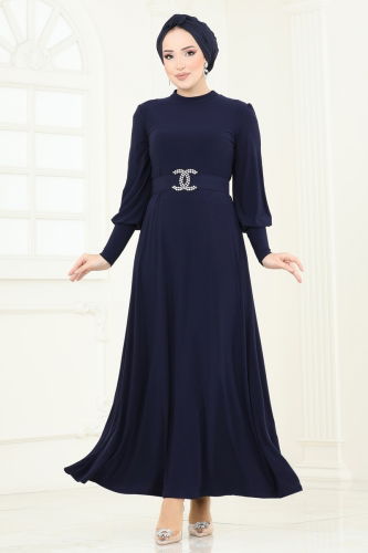 moda selvim Dress 2575MEY846 Navy Blue - Thumbnail