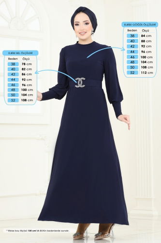 moda selvim Dress 2575MEY846 Navy Blue - Thumbnail