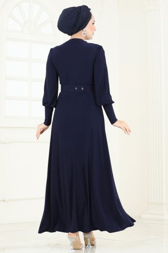 moda selvim Dress 2575MEY846 Navy Blue - Thumbnail