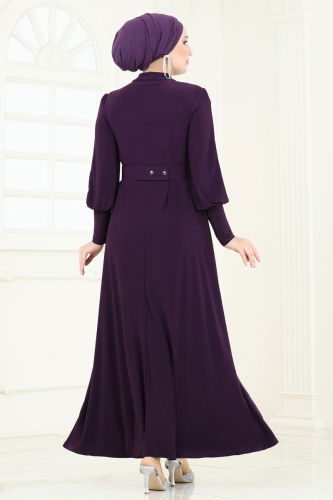 moda selvim Dress 2575MEY846 Purple - Thumbnail