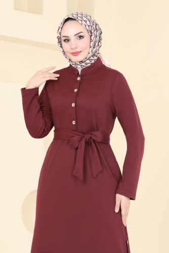 moda selvim Dress 2591SL432 Burgundy - Thumbnail